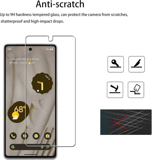 Easy Alignment Frame for Google Pixel 7 5G Tempered Glass Screen Protector 2-Pack + Camera Lens Protector Film