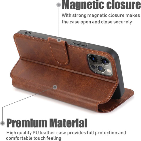 QLTYPRI Case for iPhone 12 Mini, Premium PU Leather Wallet Case with Card Slots, Kickstand, Shockproof Flip Cover -