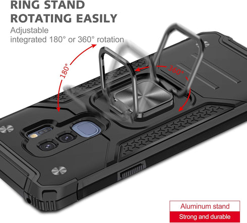 Asuwish Samsung Galaxy S9 Plus Phone Case with Tempered Glass Screen Protector, Hybrid Protective Cover with Ring