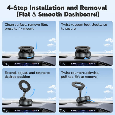 SRICH 360 98 LBS Upgraded Magnetic Phone Holder for Car, Adjustable Vacuum MagSafe Car Mount, Reinforced Ultra Suction