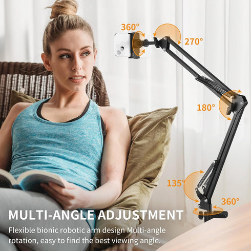 Phone Holder for Desk and Bed, Adjustable Clamp Clip Flexible Stand for iPhone, Samsung, Google Pixel, Moto (Black)