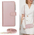 Jaorty iPhone 15 Plus Wallet Case for Women with Card Holder, Crossbody Case with Strap, Zipper Pocket, Rosegold