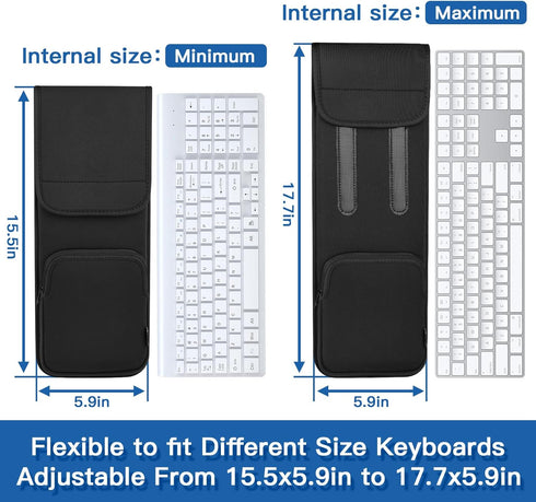 Keyboard Sleeve Travel Case for Wireless Slim Keyboards (up to 17.7 Inches), Neoprene Protective Case with Mouse Pocket