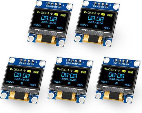 Meshnology 5 Pcs 0.96 Inch OLED Display Module 128x64 Pixel IIC I2C OLED