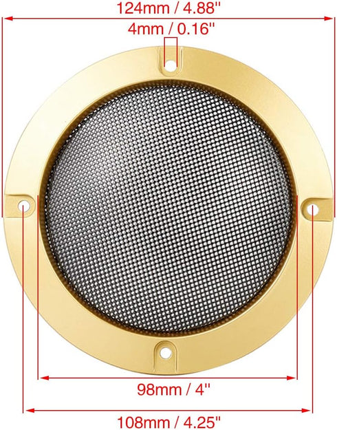 X AUTOHAUX 2pcs 4" Car Metal Audio Speaker Cover, Black Glossy Mesh Subwoofer Grill Horn Guard, Decorative Circle