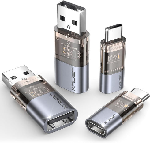 JSAUX USB Data Blocker & USB C Data Blocker (4-Pack) for Charge Only, Protect Against Juice Jacking and Hacking