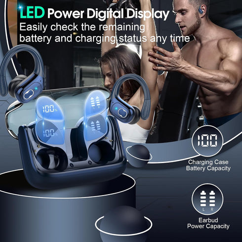 Wireless Earbuds 75Hrs Bluetooth 5.3, 2024 Sport Headphones, ENC Noise Cancelling Mic, IPX7 Waterproof, Royal Blue