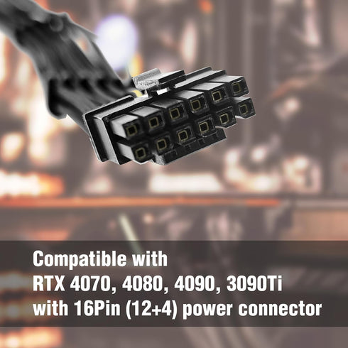Premium Sleeved 12VHPWR PCI-e 5.0 16Pin to Triple 8-Pin GPU Power Extension Cable (F04-303BK)