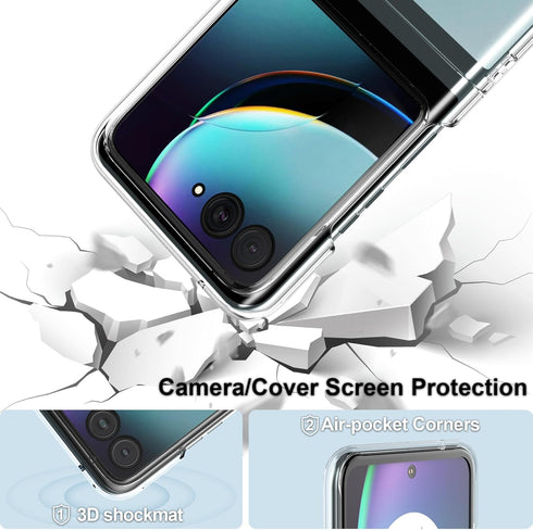 Foluu Motorola Razr+ 2023 Case, Clear Hard PC Back Bumper Protective Shockproof Scratch Resistant Case