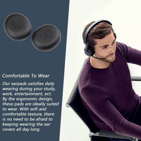Replacement Ear Pads Compatible with Jabra Evolve2 65 MS/65 UC, Cushions for Evolve2 40 UC/MS, Black