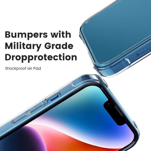 Mkeke Clear Transparent Shockproof Case for iPhone 13/14 - Bumper Protection for iPhone 14 & 13 Models.