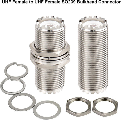 XRDS -RF 2pcs UHF Female to UHF Female Bulkhead Connector 50O Impendence Adapter for CB Radio