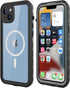 iPhone 14 Waterproof Case, Shockproof Dustproof with Built-in Screen Protector, Magnetic Ring (Black)