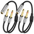 2-Pack 1/4 inch TRS Stereo Splitter Y Cable 1 Feet, 6.35mm TRS Female to Dual 6.35mm Male Audio Adapter