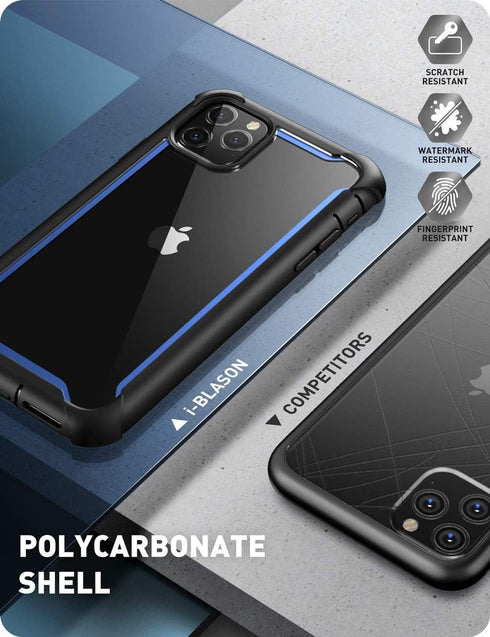 i-Blason Ares Series Case for iPhone 11 Pro, Rugged Clear Bumper with Built-in Screen Protector, Blue