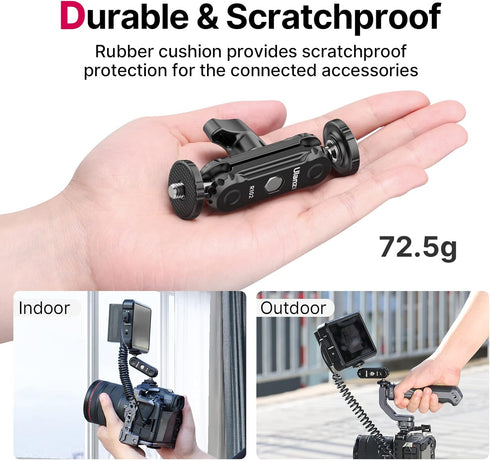 ULANZI Magic Arm with Double Ballhead 1/4" Screw, Compatible with Universal Monitor Mount for Camera Accessories