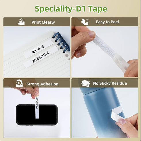 A45013 D1 Label Tape S0720530 for Dymo Label Maker Refills d1 45013, 1/2 in x 23 Ft, 4-Pack