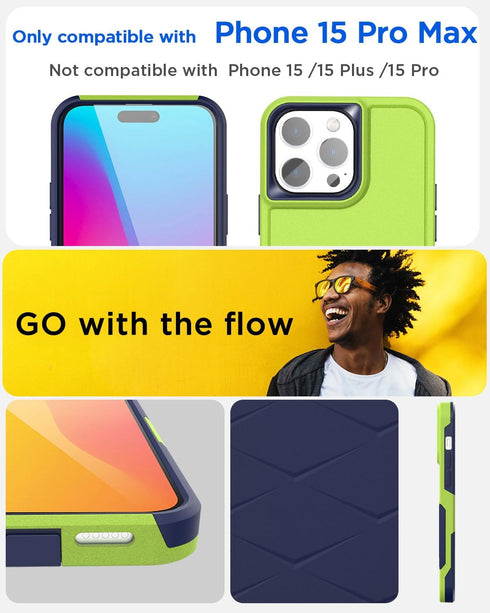 AICase Compatible with iPhone 15 Pro Max Case with Glass Screen Protector+Camera Lens,Heavy Duty Drop Protection Full Body Rugged Shockproof Military Protective Tough Durable Cover 6.7"_7