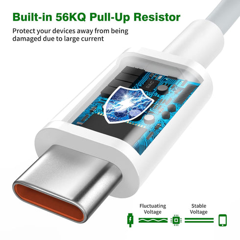 Jelanry USB C Cable, 6.6ft, 120W HyperCharge, 6A Fast Charging for Xiaomi Pad 5/14/13/12 Pro, Redmi Note 11 Pro 5G.