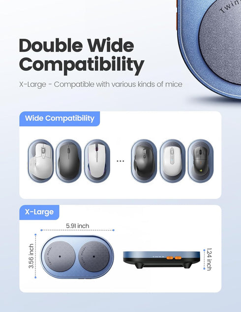 Silent Dual Turntable Mouse Jiggler with Random Function, Undetectable Mouse Mover Timer to Keep Computer Awake