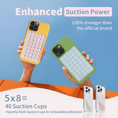 Mnyatr (2 Pack) Silicone Suction Cup Phone Case Mount Double Sided, Sticky Phone Grip with Higher Suction Power