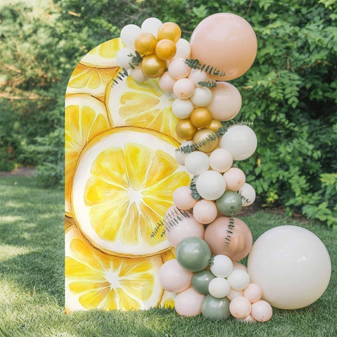 Jnbasdffb Summer 6.6 Lemon Wedding Arch Cover, Stretchy Spandex Arch Backdrop Stand Covers FT, Modern Oil Painting