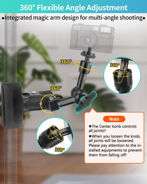 Super Clamp Camera Clamp Mount, 5.5 Inches Magic Arm with 1/4" Thread, Articulating Arm with Clamp, Tripod Camera Mount
