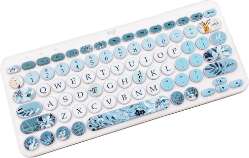 Silicone Keyboard Cover Skin for Logitech K380/Pebble Keys 2, Gray Blue Flowers