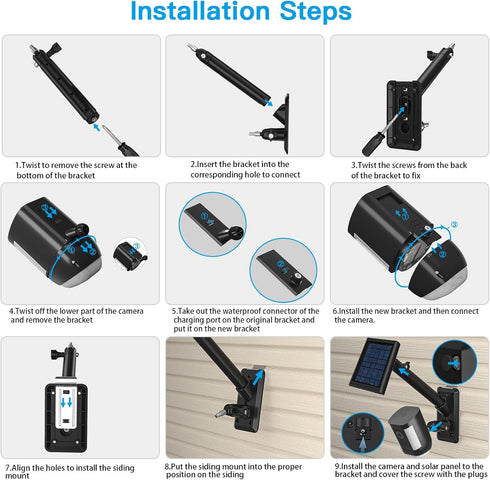 HOLACA 2-in-1 Vinyl Siding Clips for Stick Up Cam Pro Solar Panel, Spotlight Cam Pro/Plus, and Stick Up Cam