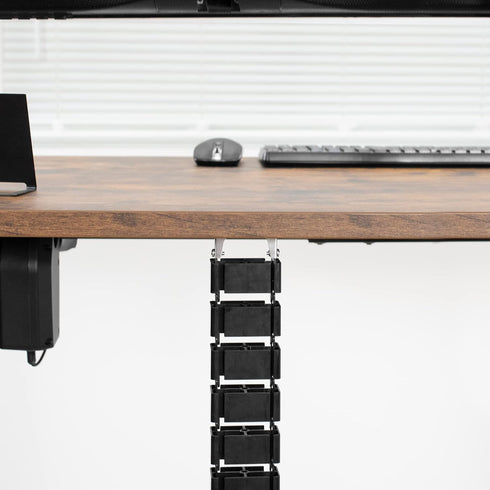 VIVO Vertebrae Cable Management Kit for Desk, Adjustable Quad Entry Wire Organizer, Cable Protection Cover, Black