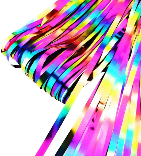 2 Packs Rainbow Party Decorations, Rainbow Foil Fringe Curtain, Neon Backdrop, Metallic Tinsel Photo Booth Props