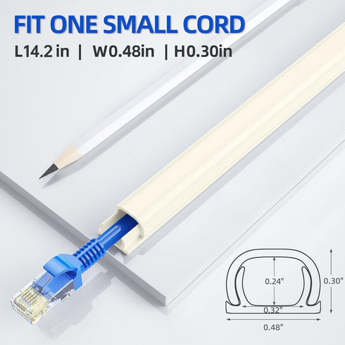 Delamu Beige Cord Hider, Mini Size Wire Covers for 1 Wire on Wall, Paintable Cable Cover Raceway