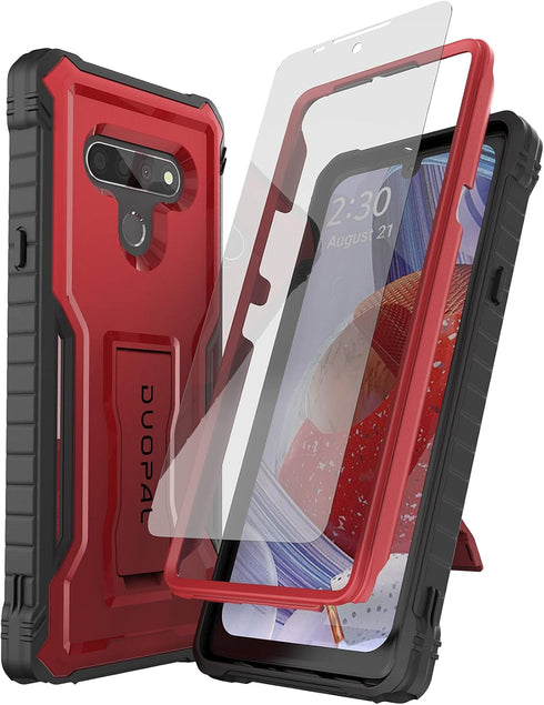 DUOPAL Case for LG Stylo 6 & LG K71, Military Grade Protection Shockproof with Tempered Glass Protector & Kickstand