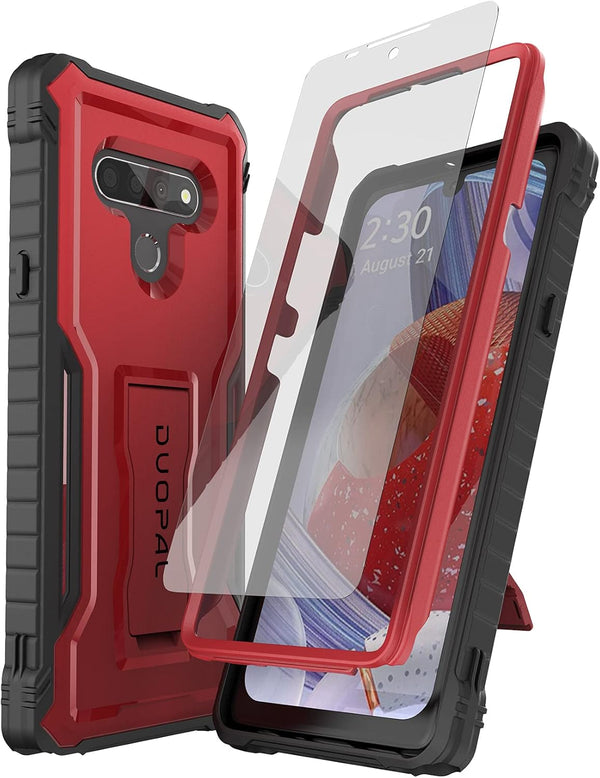 DUOPAL Case for LG Stylo 6 & LG K71, Military Grade Protection Shockproof with Tempered Glass Protector & Kickstand
