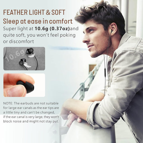 Hearprotek Sleep Earbuds, 2 Pairs Soft Comfortable in-Ear Earphones with Mic, Low Profile Noise Reduction Headphones