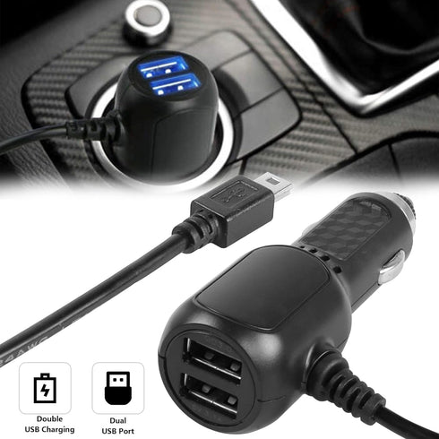 MEIRIYFA Dash Cam Power Cable, QC3.0 Fast Vehicle Car Charger with Dual USB Ports, Mini USB for Various Models of Car