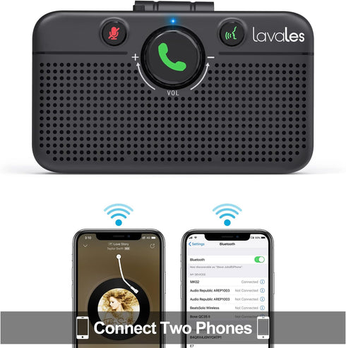 Car Bluetooth 5.3 Speaker, Handsfree Bluetooth Car Kit for Cell Phone, Support Siri Google Voice Assistant, Car Phone