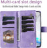 Asuwish Wallet Phone Case for Samsung Galaxy Note 10 5G - Mandala Flower, Zipper Card Holder, Tempered Glass, Purple.