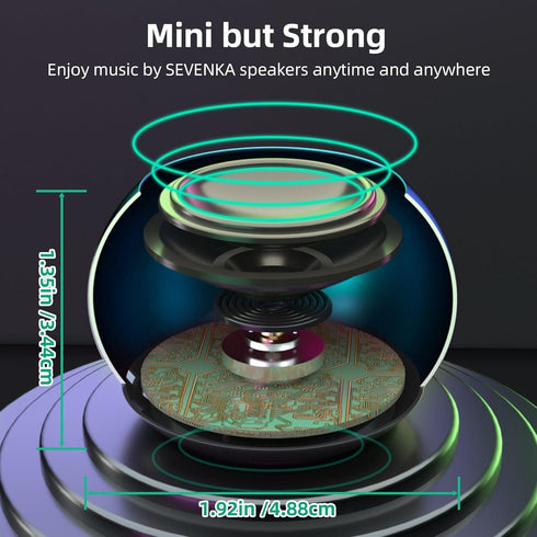 SEVENKA 2 Bluetooth Mini Speakers, 3W Small Portable Wireless Speaker with Lanyard, Water Resistant, Wireless Stereo Pairing, Rechargeable Metal Mini Speakers for Phone, Tablet, Built-in Microphone