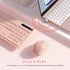 Wireless Keyboard and Mouse for MacBook - Vivefox Pink Wireless Keyboard with Phone Holder and USB Receiver