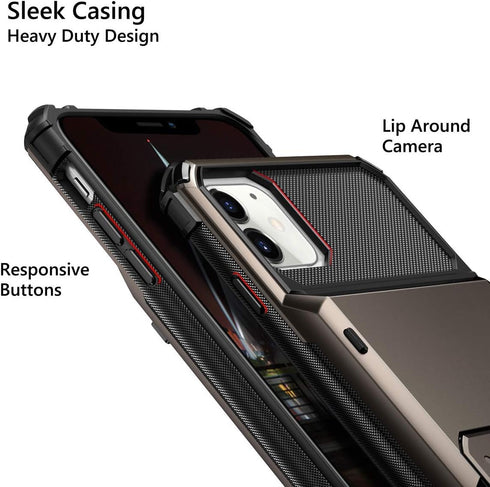 Vofolen iPhone 11 Wallet Case, 4-Card Holder ID Slot, Anti-Scratch Dual Layer Hybrid TPU Bumper Cover