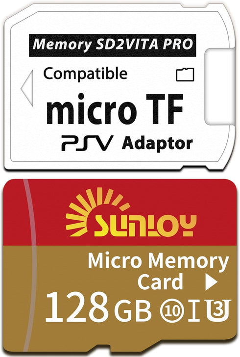 Sunloy SD2Vita 6.0 PS Vita Memory Card Adapter with 128GB Micro SD Card,