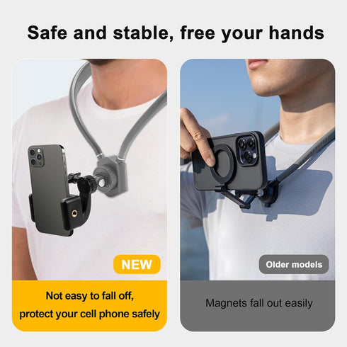 KOHUIPU Insta360 Premium Neck Phone Holder for Recording, Neck Mount Hands Free POV/Vlog Video Filming, Cell Phone Neck