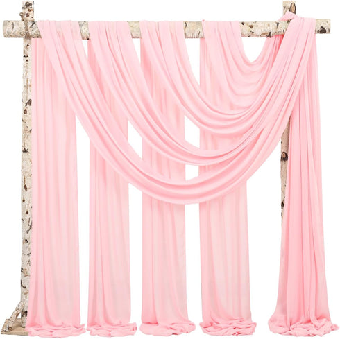 Wedding Arch Draping Fabric, 1 Panel 28"x20ft Pink Chiffon Drapes for Ceremony Decorations