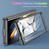 Galaxy Z Fold 4 Case with Hinge Protection and Kickstand - Transparent Clear Back with Built-in Screen Protector (Black)