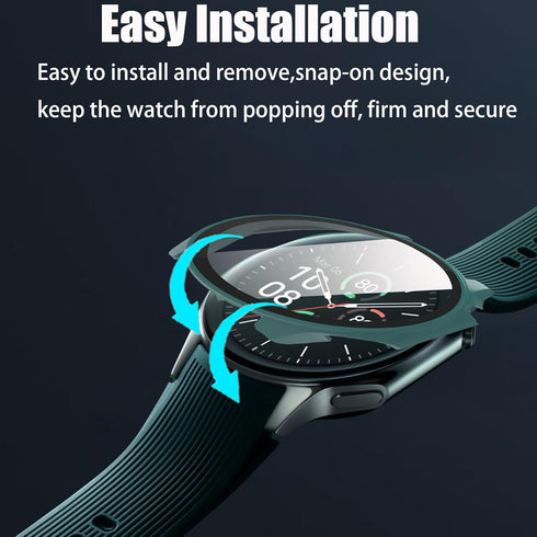 Lamshaw Hard PC Case for OnePlus Watch 2 with Screen Protector, Compatible Smartwatch Case (2 Pack-Black+Green)