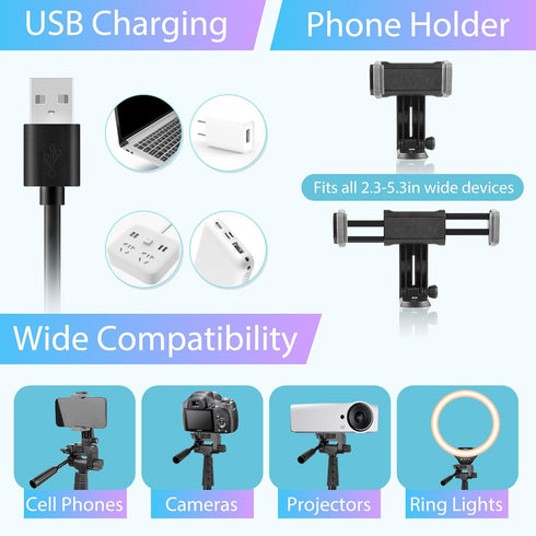 SENSYNE 12-inch 67-inch Ring Light with Selfie Stick, Tripod and Phone Holder, Selfie Remote Control Circle Light