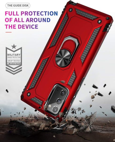 Androgate Galaxy Note 20 Case with HD Screen Protectors, Military-Grade Metal Ring Holder Kickstand, Shockproof Cover