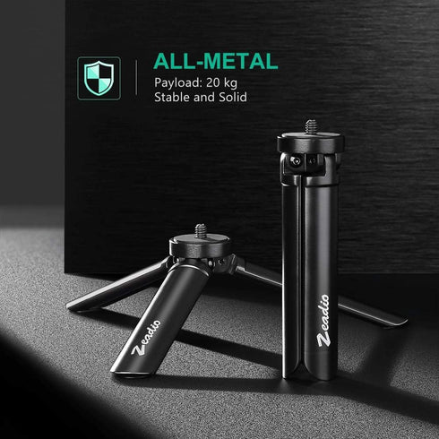 Zeadio Metal Mini Tripod, Max Load 20kg/44lb, Desktop Tabletop Stand for Smooth 4, Crane Plus, Osmo Mobile, All Cameras