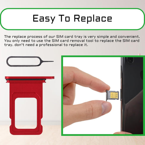 for iPhone 11 Red SIM Card Tray Holder Replacement, Single SIM Version with Waterproof Rubber Ring Repair Kit